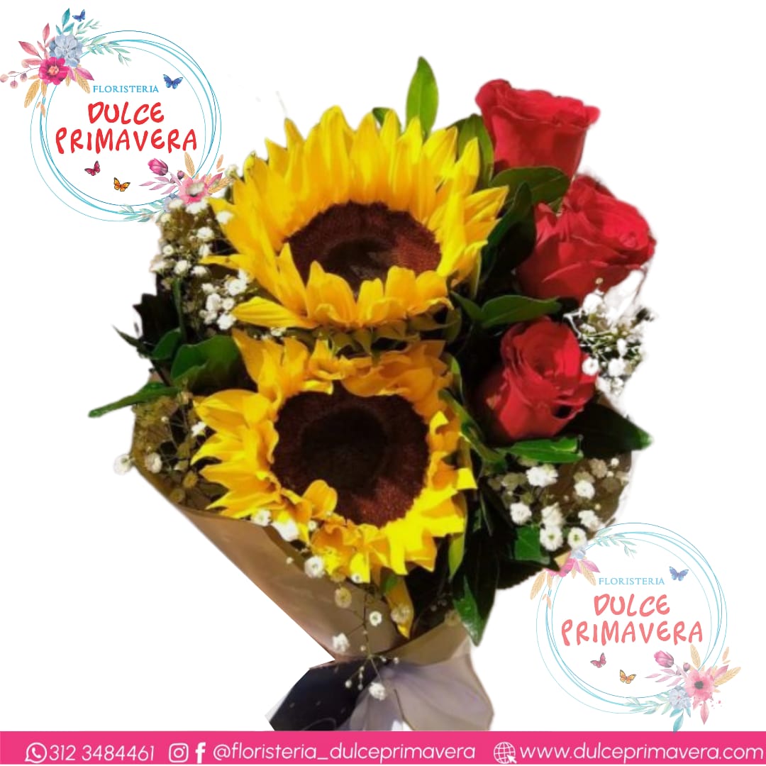 BQ GIRASOL + GLOBO METALIZADO + TARJETA